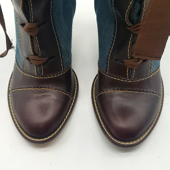 GIUSEPPE ZANOTTI LEATHER & DENIM JEANS BOOTS 2 1/2 INCH HEELS 👠 SIZE 40 - Picture 11 of 15